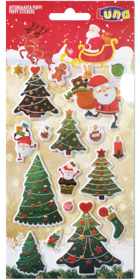 stickers Kerstboom 22 x 10 cm papier groen/rood 18 stuks