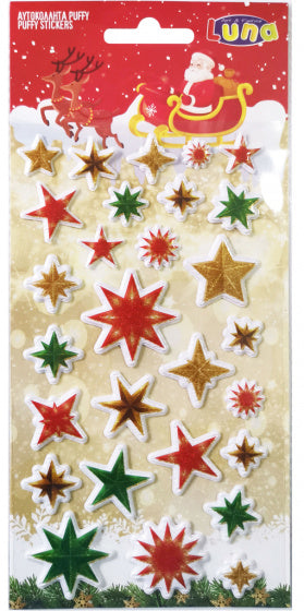 stickers Stars 22 x 10 cm papier groen/rood 28 stuks