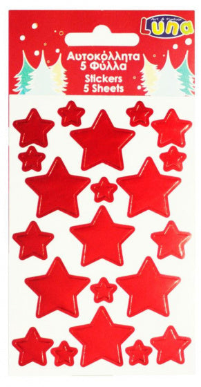stickervel Stars Metallic 12 x 8 cm papier rood