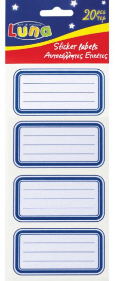 stickervellen Labels junior papier wit/blauw 20 stuks