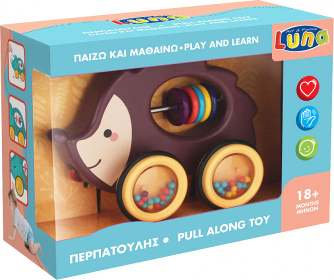 trekfiguur egel junior 31,5 x 11 x 14 cm bruin/geel
