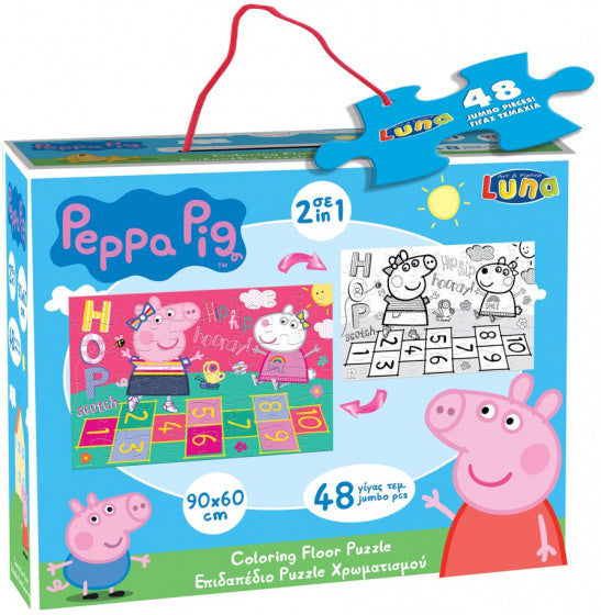 vloerpuzzel 2-in-1 Peppa Pig junior 90 cm 48-delig