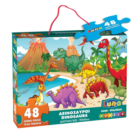 vloerpuzzel dinosaurus 60 x 90 cm karton 48 stuks