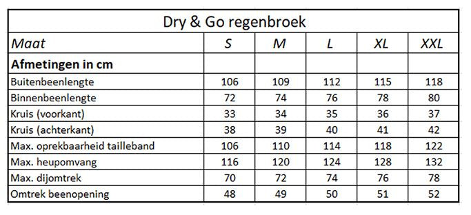 regenbroek Dry & Go heren nylon zwart maat XL
