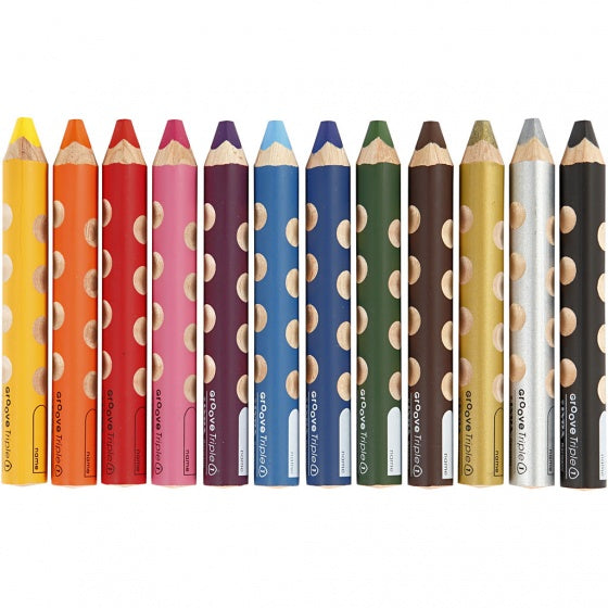 kleurpotloden 3-in-1 Groove 12 stuks multicolor