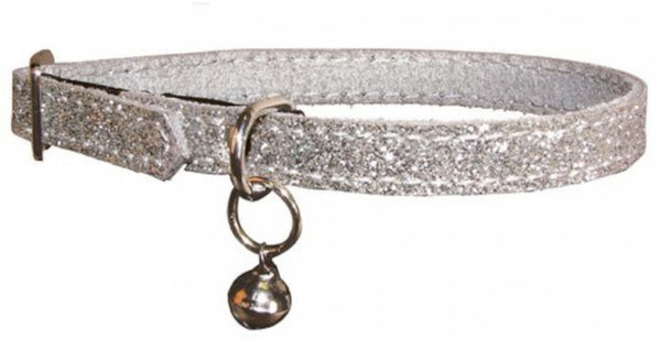 BOBBY KATTENHALSBAND GLITTER ZILVER 30X1 CM