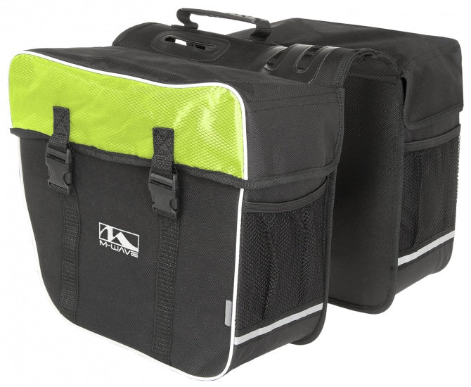 Dubbele Fietstas M-Wave 'Amsterdam' Zwart/Groen  (30-liter)