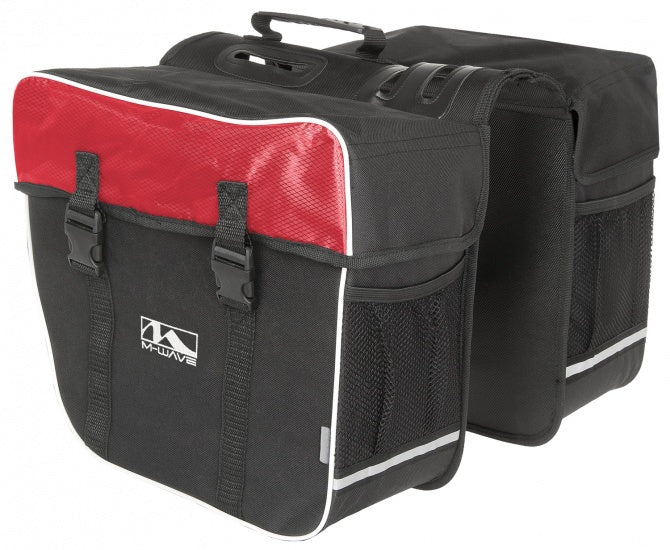Dubbele Fietstas M-Wave 'Amsterdam' Zwart/Rood  (30-liter)