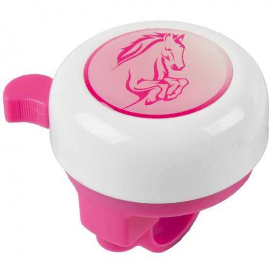 fietsbel Paard 53 mm staal wit/roze