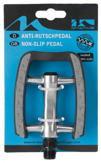 Pedaalset M-Wave aluminium met anti-slip en kogellagers - zilver