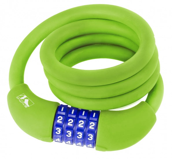 Spiraalslot cijfercombinatie silicone 1000 x 12 mm groen