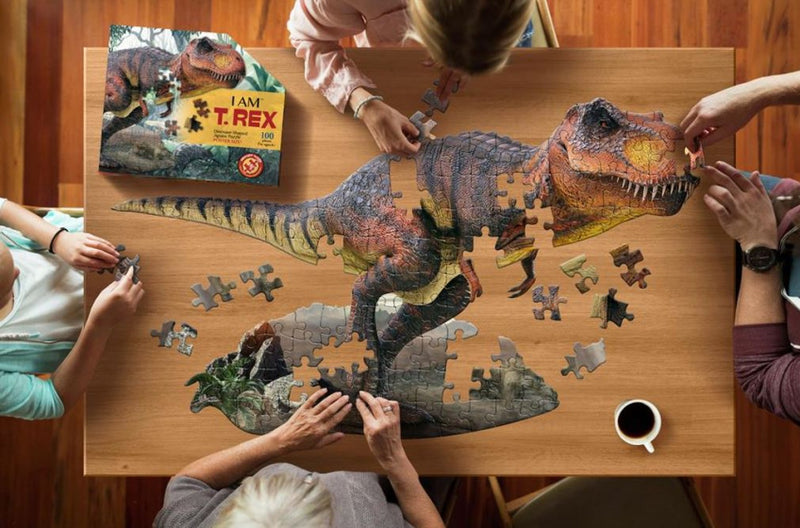 legpuzzel t-rex 96 x 53 cm karton bruin 100-delig
