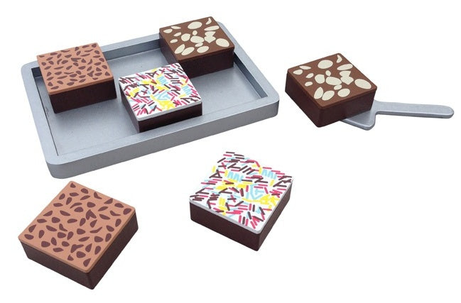 chocoladecake hout 18 cm bruin/wit