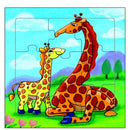 legpuzzel giraffen hout 9 stukken 15 x 15 cm