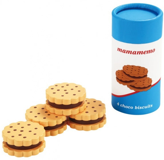 pak chocoladekoekjes hout 9 cm bruin/blauw