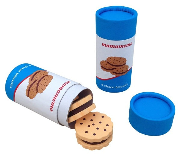 pak chocoladekoekjes hout 9 cm bruin/blauw