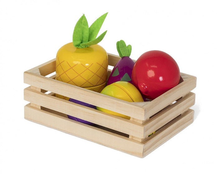 houten krat met fruit 16 cm 11-delig