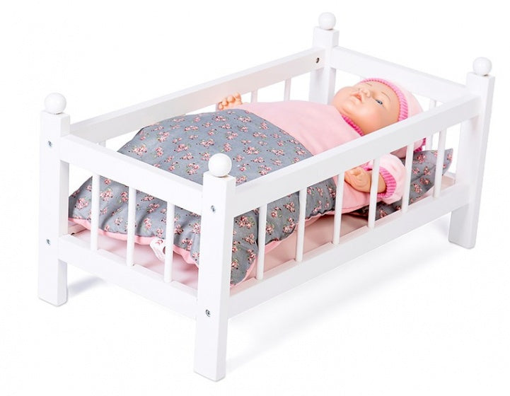 houten poppenbed 50 x 27,5 x 25 cm wit