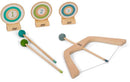 pijp-en-boog set junior 35 cm hout lichtbruin 8-delig