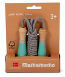 springtouw junior 2,6 meter hout turquoise/grijs