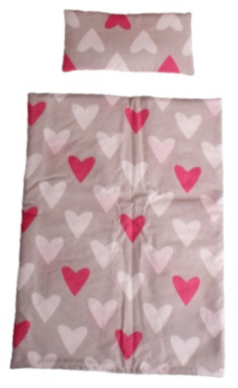 poppendeken Hartjes 100 x 135 cm polykatoen grijs