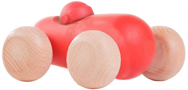 auto Blob junior 10,5 x 12,5 cm hout rood/naturel