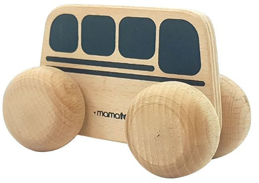 bus junior 15 x 8 cm hout naturel/zwart