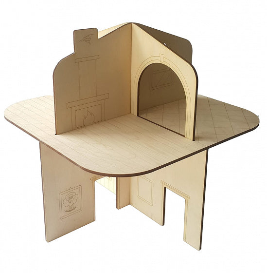 poppenhuis meisjes 40 cm hout naturel