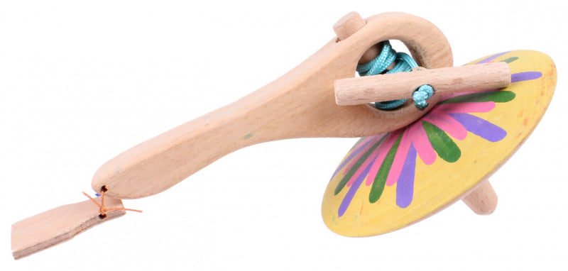 spinningtol hout 16 cm geel/paars