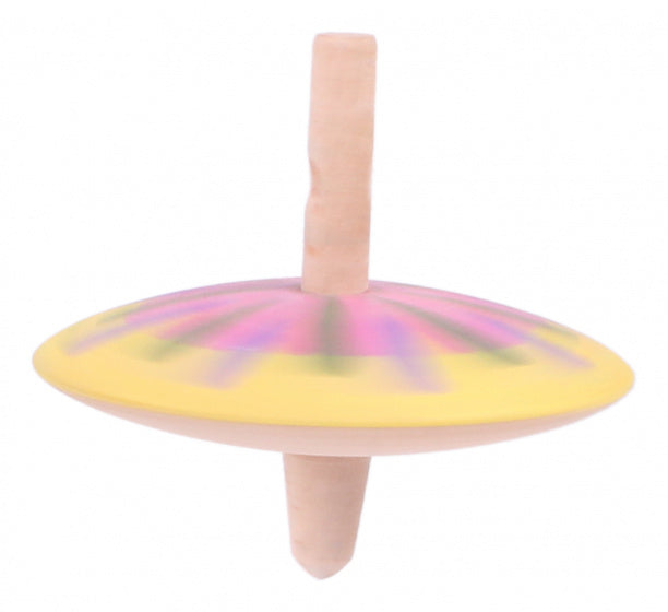 spinningtol hout 16 cm geel/paars