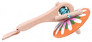 spinningtol hout 16 cm oranje/wit