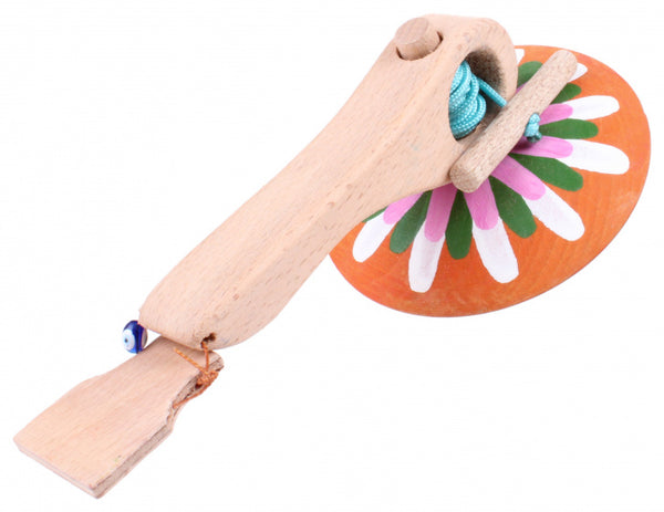 spinningtol hout 16 cm oranje/wit