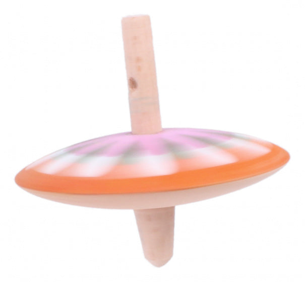 spinningtol hout 16 cm oranje/wit