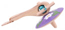 spinningtol hout 16 cm paars/wit