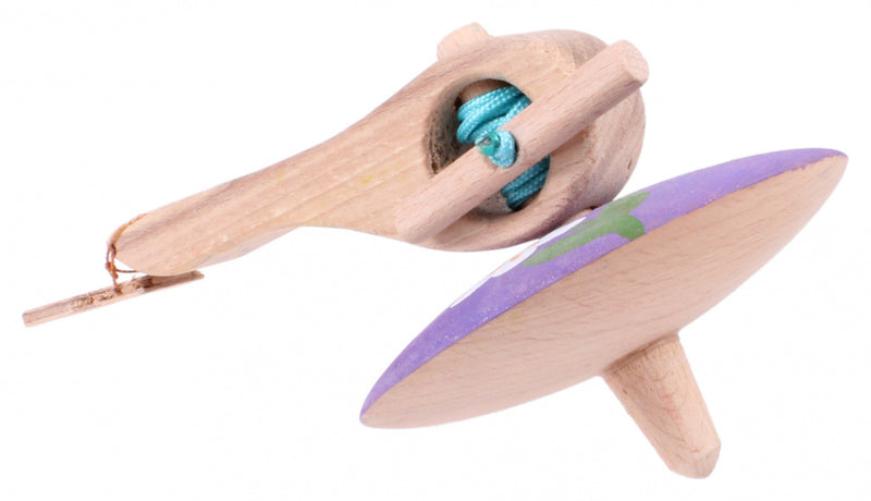 spinningtol hout 16 cm paars/wit
