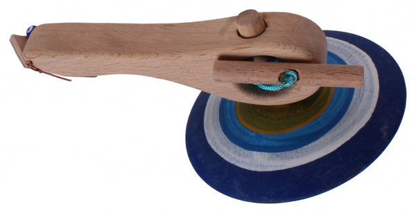 spinningtol hout 16 cm blauw/lichtblauw