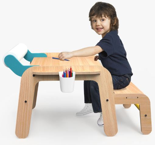 tekentafel met bankje junior 75 x 101 cm hout naturel