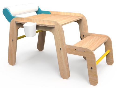 tekentafel met bankje junior 75 x 101 cm hout naturel