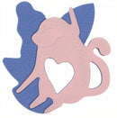 bijtring Aap 10,2 cm siliconen blauw/roze