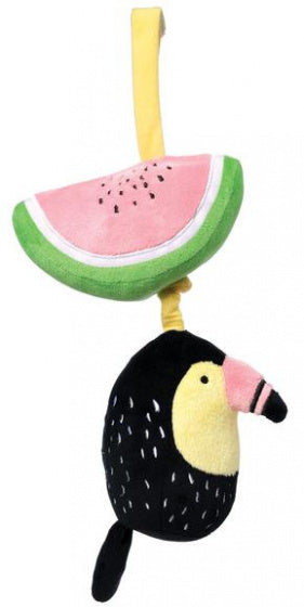 muziekdoosje Toukan 30,5 cm pluche zwart/geel