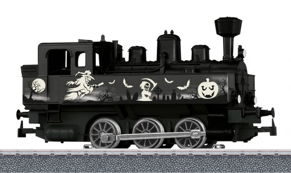 miniatuurmodel stoomlocomotief Halloween zwart