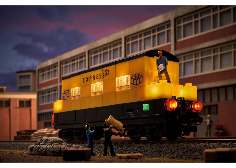 postwagon Start Up bouwsteentreinen 16 cm H0 geel