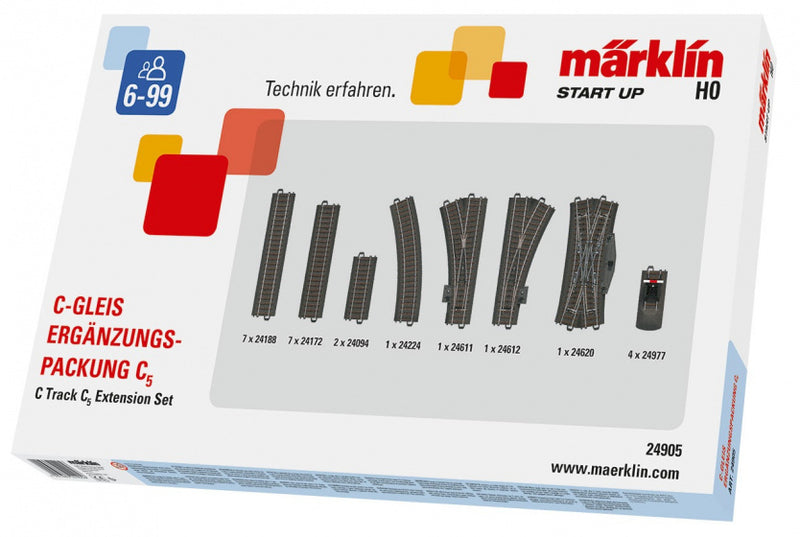 uitbreidingsset C-Track H0 donkergrijs 24-delig