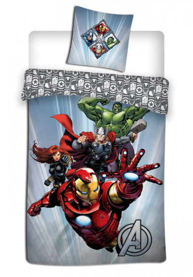 dekbedovertrek Avengers 140 x 200 cm microfiber grijs