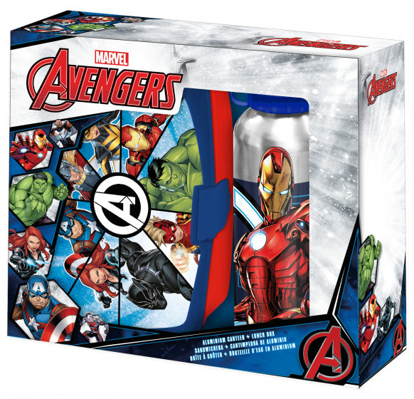 lunchset Avengers junior aluminium blauw/rood 2-delig