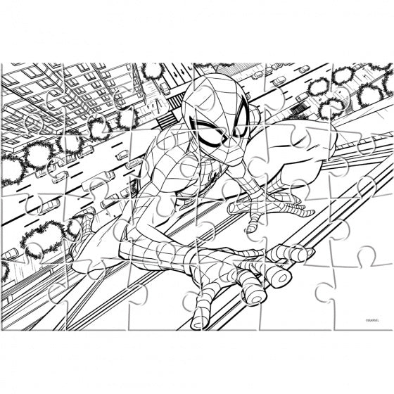 legpuzzel/kleurplaat Spider-Man karton 24 stukjes