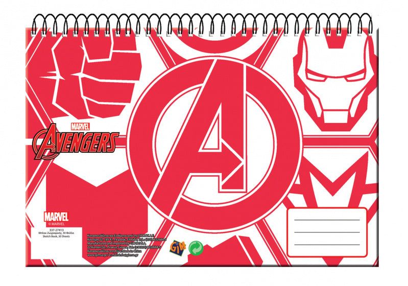 schetsblok Avengers junior A4 papier rood/wit
