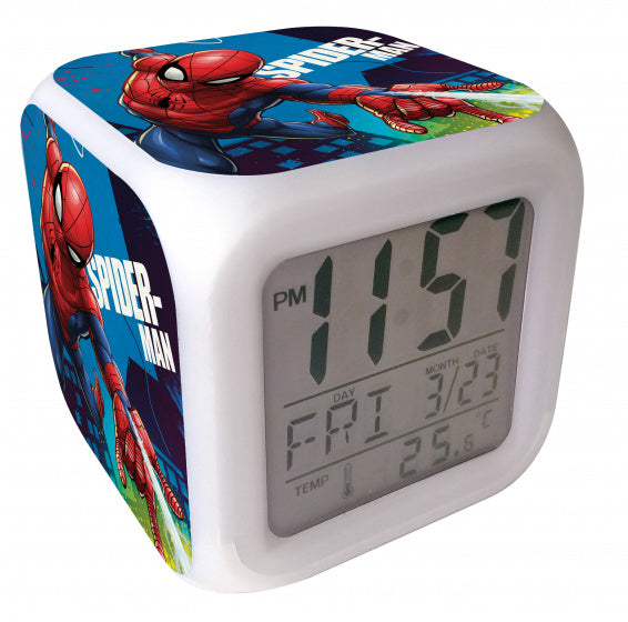 wekker Spider-Man digitaal led junior 8 cm wit