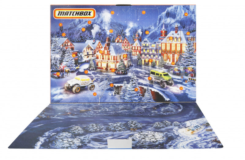 adventskalender voertuigen junior blauw/oranje 24-delig