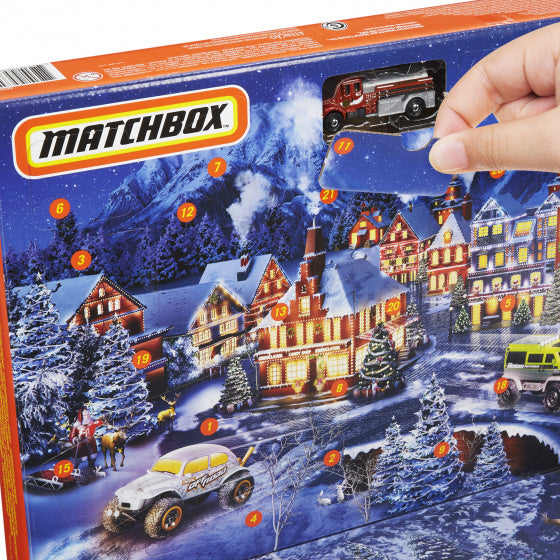 adventskalender voertuigen junior blauw/oranje 24-delig